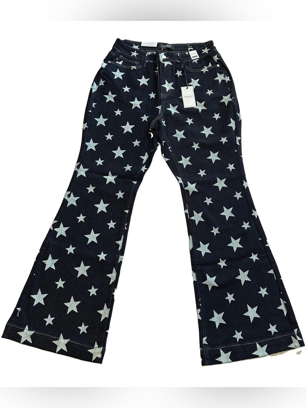 Judy Blue All Over Stars Jeans 14W High Waisted Flare Denim NWT Festival Concert